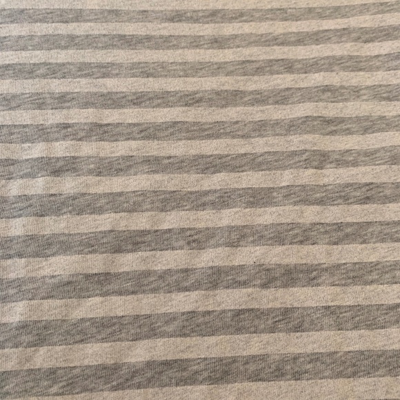 🎃J.Crew Light Gray + White Stripe 3/4 Sleeve Top - Picture 2 of 5